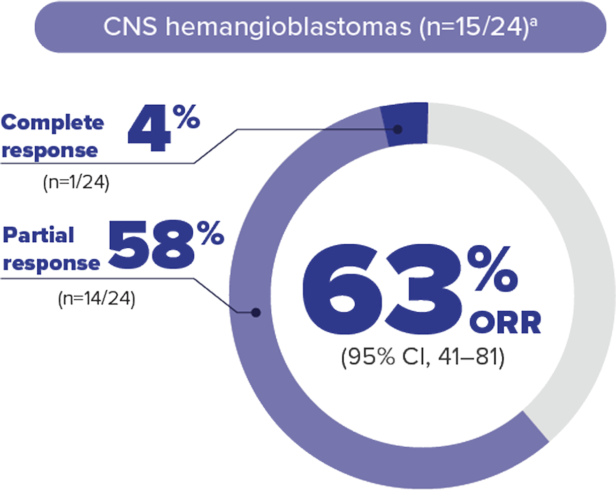 Percentage of Patients Who Achieved an Objective Response (Objective Response Rate, ORR) for VHL Disease-Associated CNS Hemangioblastomas in the Primary Analysis